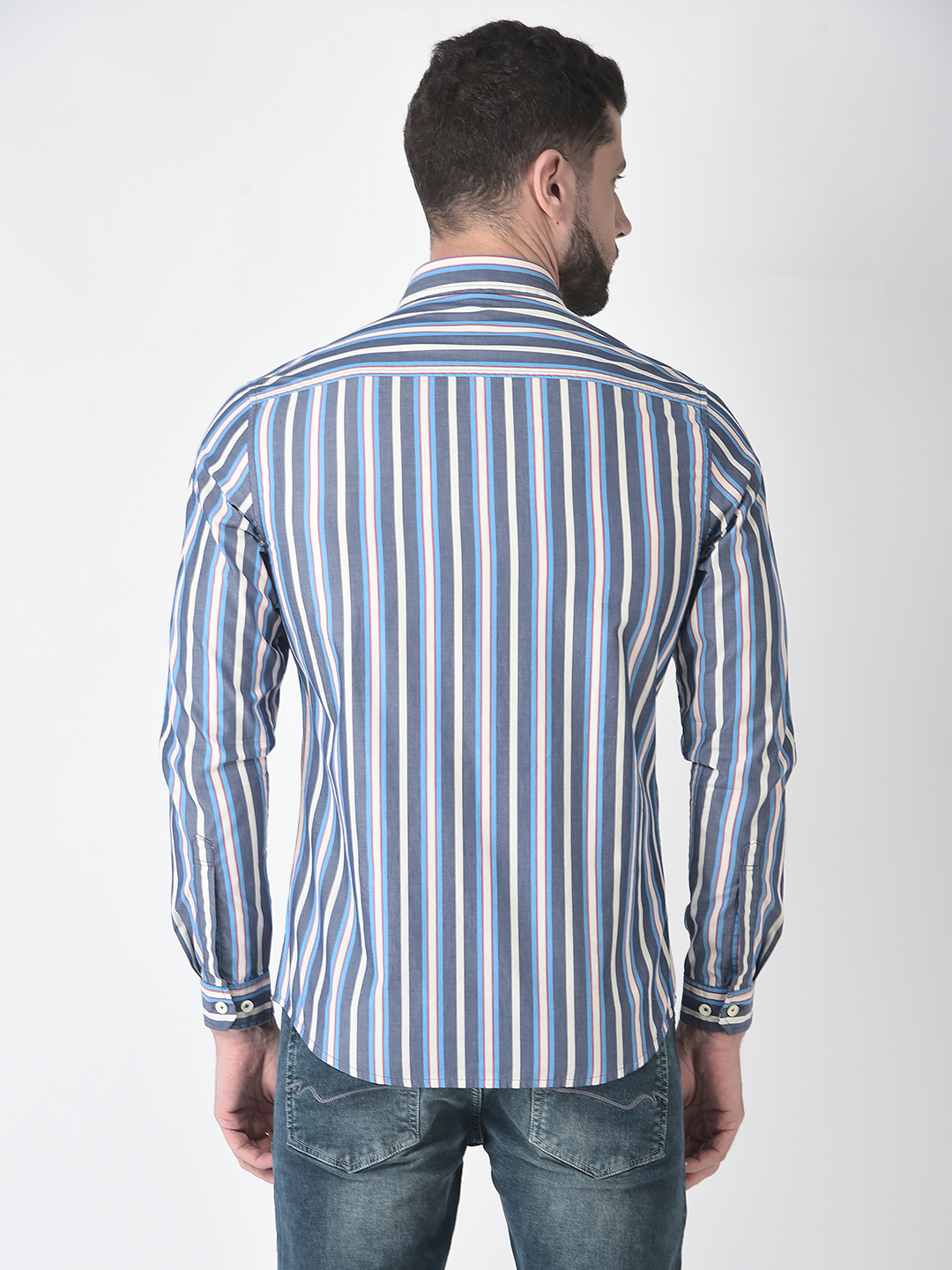 Numero Uno Men Striped Blue Shirt